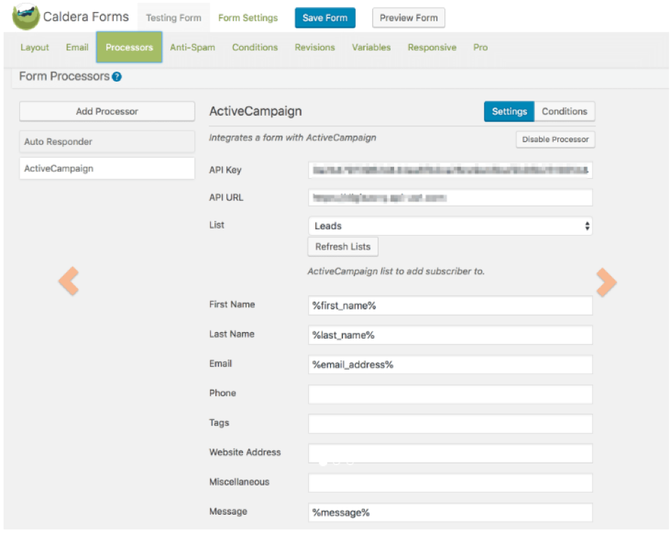 ActiveCampaign for Caldera Forms