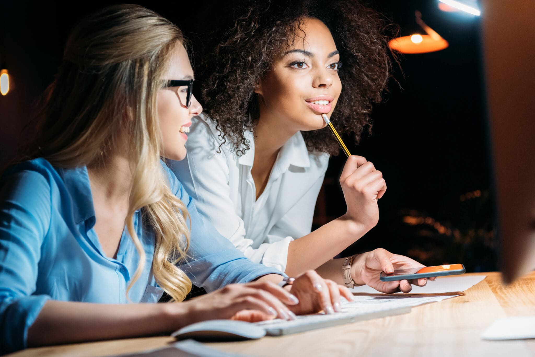 Businesswomen discussing business idea