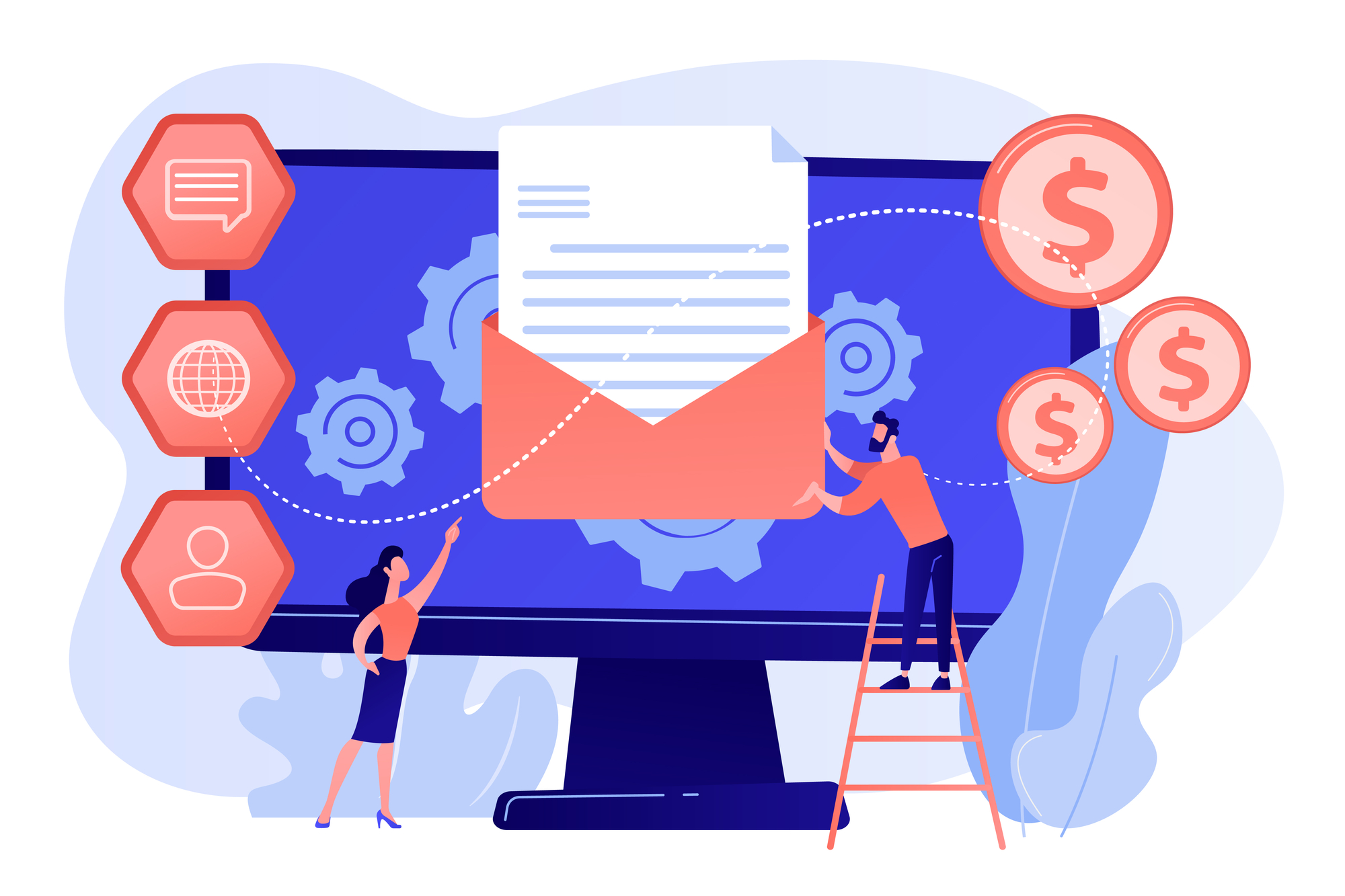 Marketing automation system concept vector illustration.