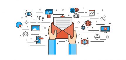Thin line flat design of Email marketing