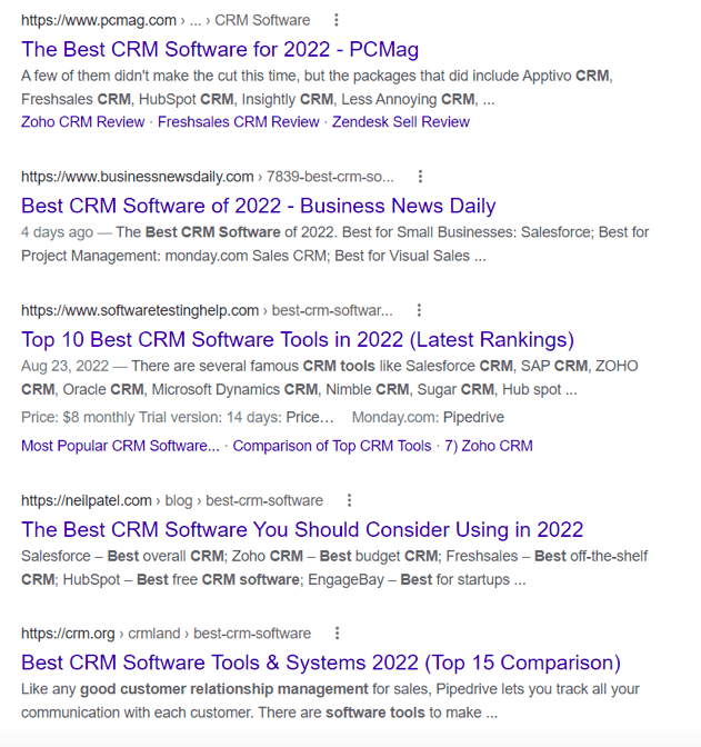 best CRM tools search results