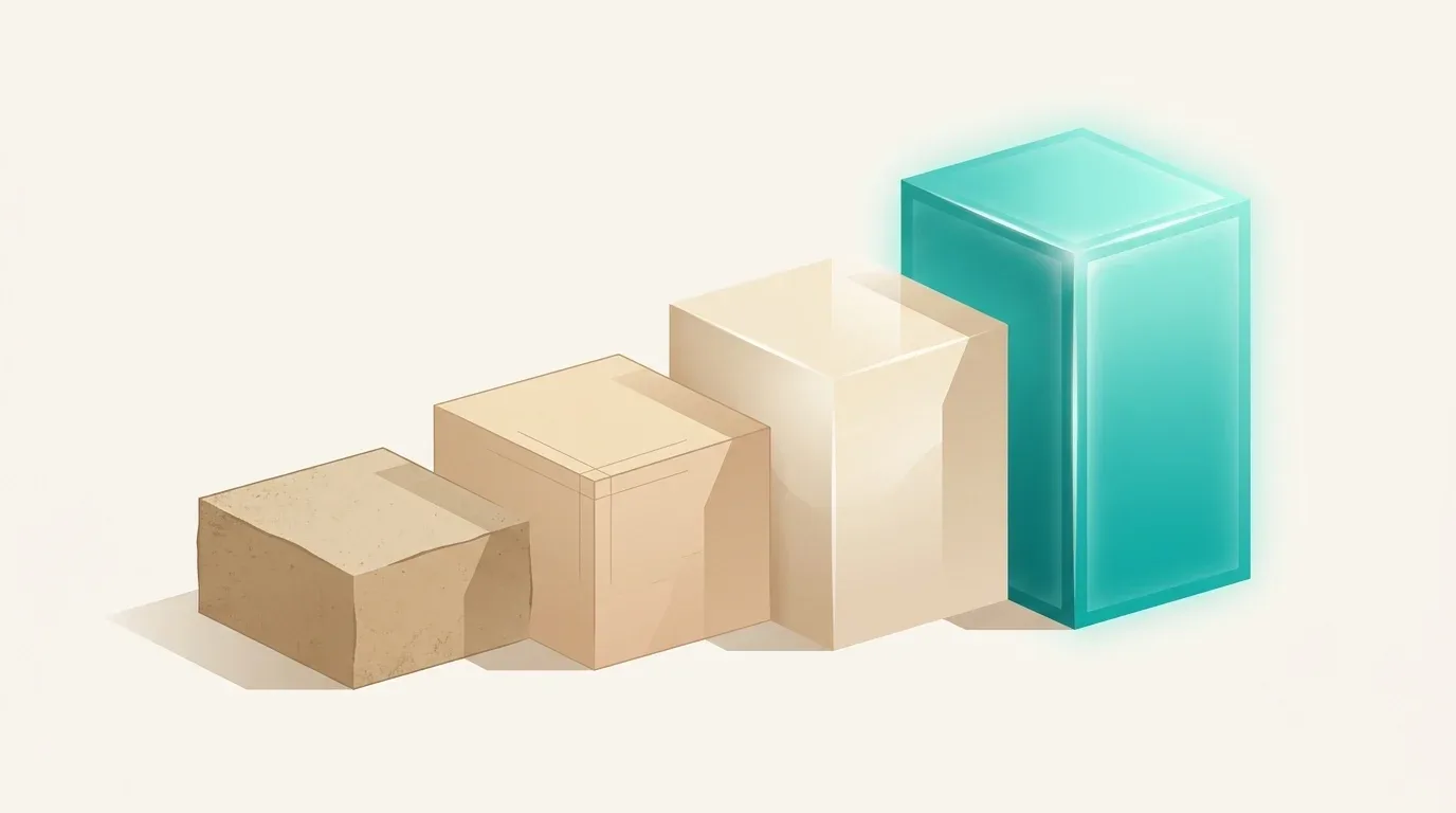 Four ascending tiers of increasing quality