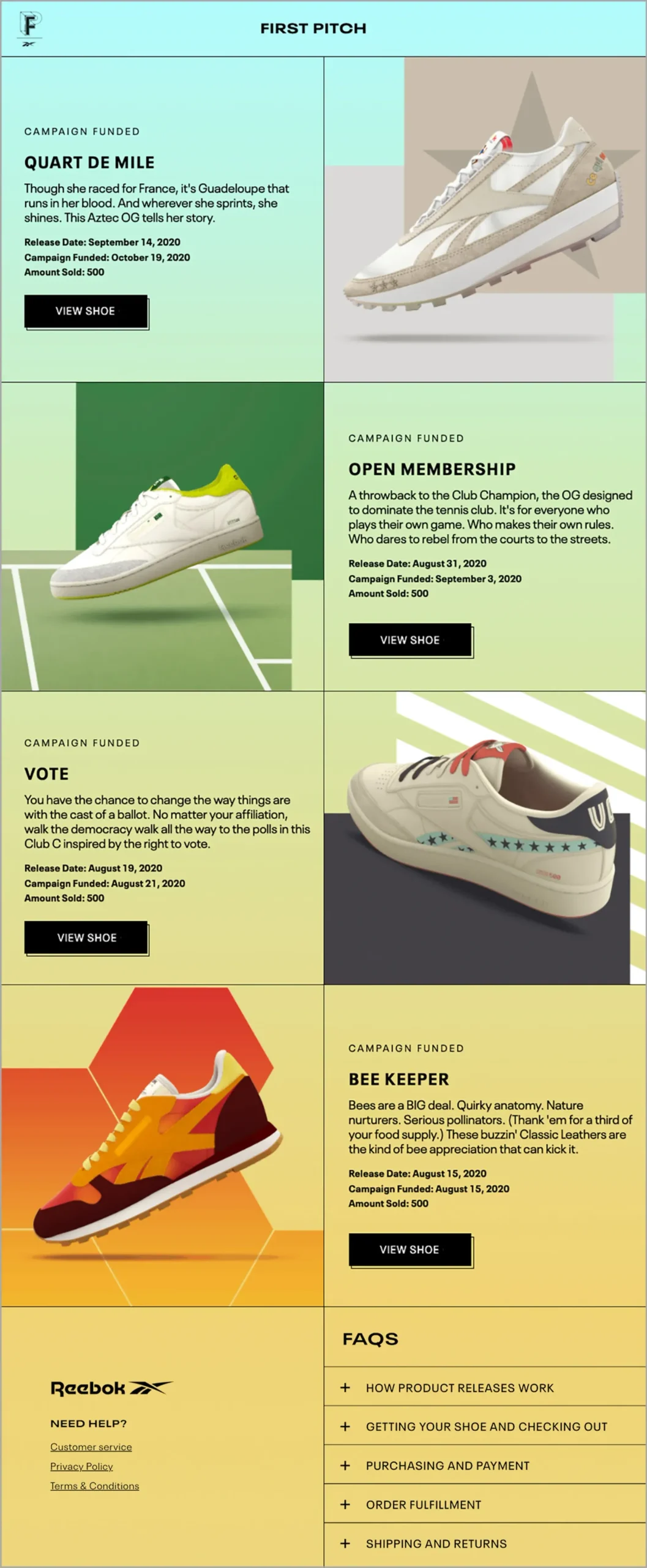 Reebok First Pitch archive page