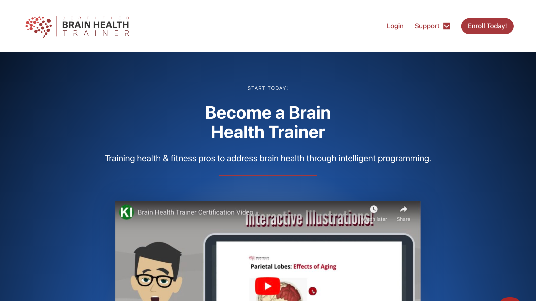 Brain Health Trainer course homepage — become a certified brain health trainer