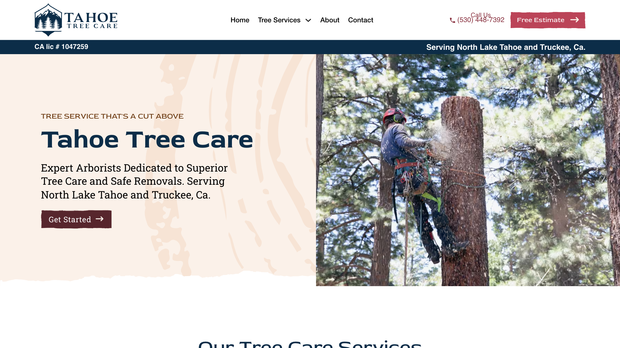 Tahoe Tree Care homepage — tree service that is a cut above, serving North Lake Tahoe and Truckee